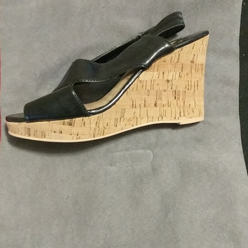 Black wedge sandals